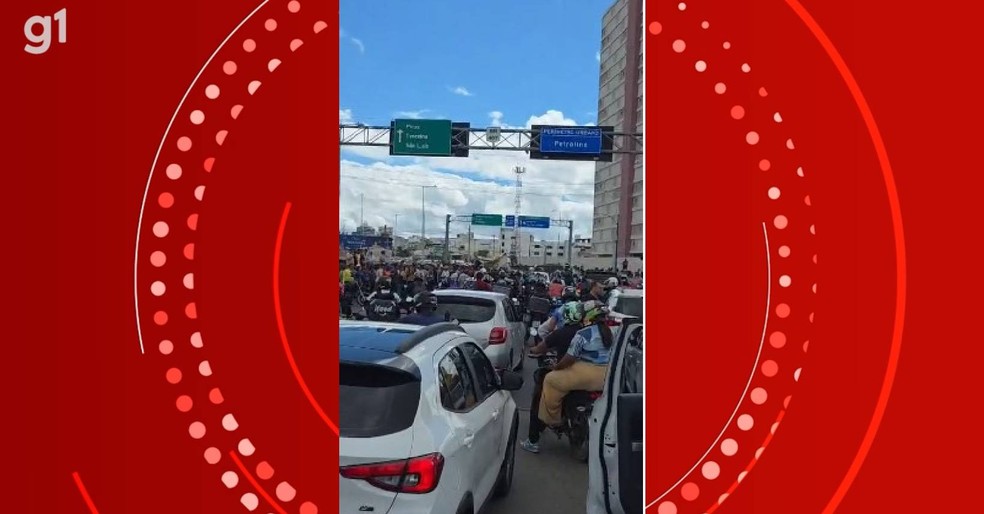 Protesto na Ponte Presidente Dutra — Foto: Reprodução/ Redes Sociais