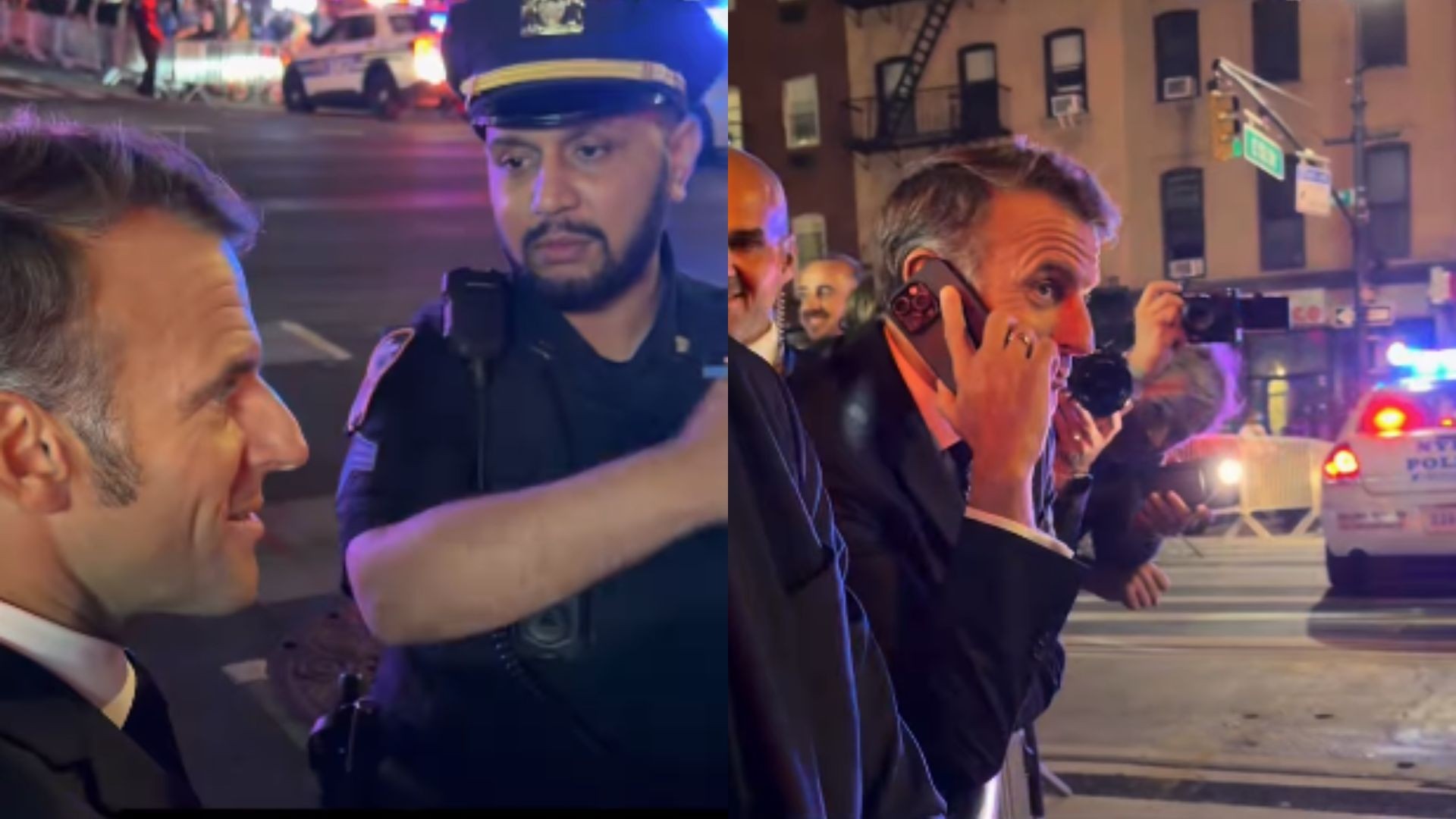 Macron é 'barrado' em rua NY para passagem de comitiva de Trump e liga para presidente dos EUA: 'Estou esperando aqui por sua causa'