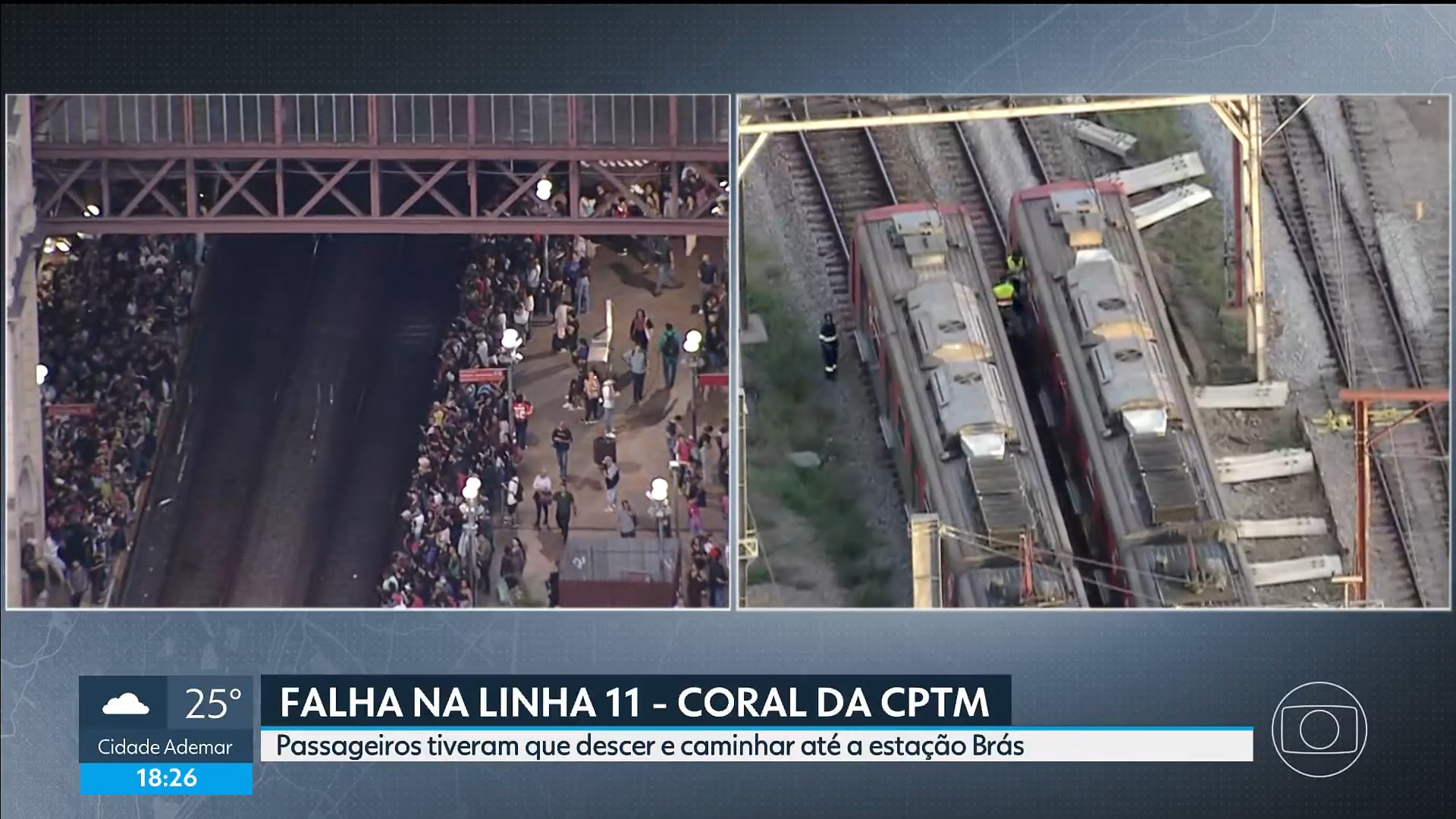 Falha em trem da Linha 11-Coral causa lentidão, e passageiros precisam caminhar até estação Brás