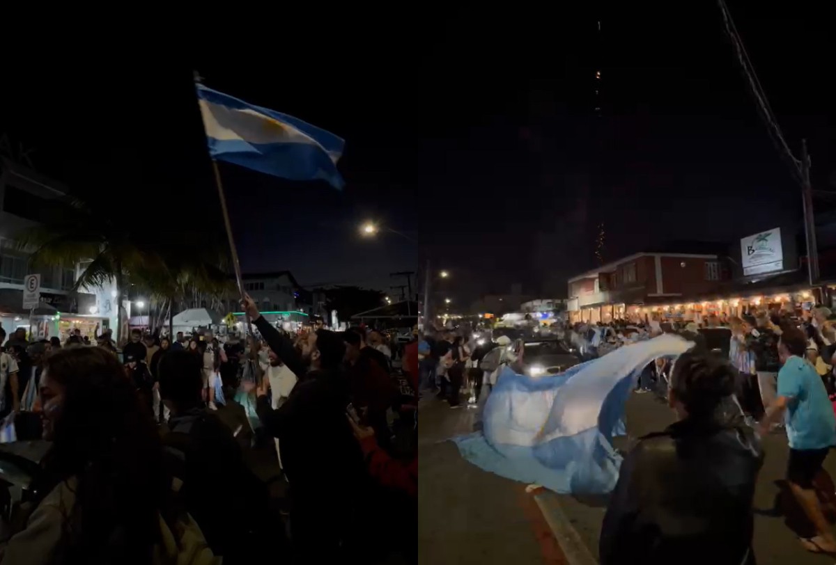 VÍDEO: Argentinos fecham rua e fazem carreata em Florianópolis após virada no fim do jogo contra Inglaterra