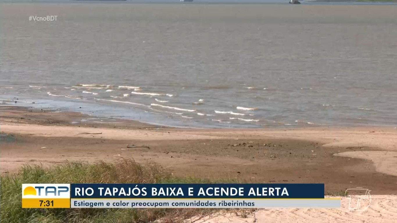 Rio Tapajós recua para 2,03 metros e fica abaixo da cota de alerta em Santarém