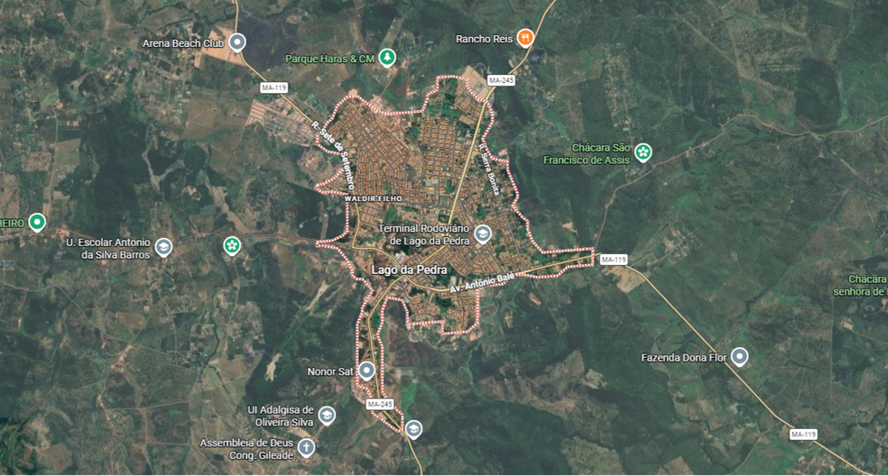 Lago da Pedra decreta situação de emergência após alagamentos causados por chuvas — Foto: Reprodução/ Google