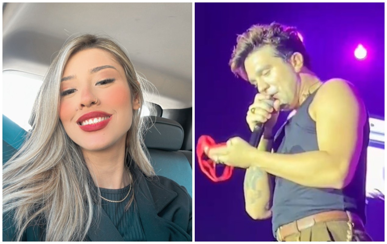 VÍDEO: fã joga calcinha no palco de Luan Santana e viraliza após artista confundir com peça comestível e colocar na boca 