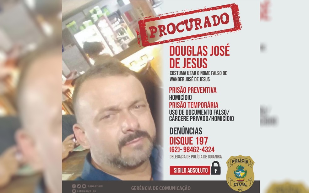 Douglas José de Jesus, de 45 anos, suspeito de matar Fábia Cristina Santos, de 43 anos — Foto: Divulgação/PC-GO