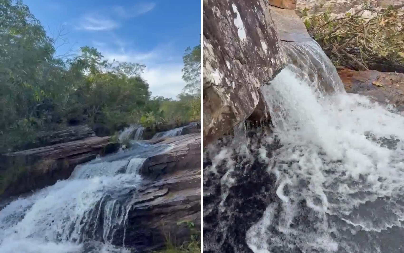 Conheça o paredão com cachoeira com quedas de até 30 metros que impressiona em Goiás