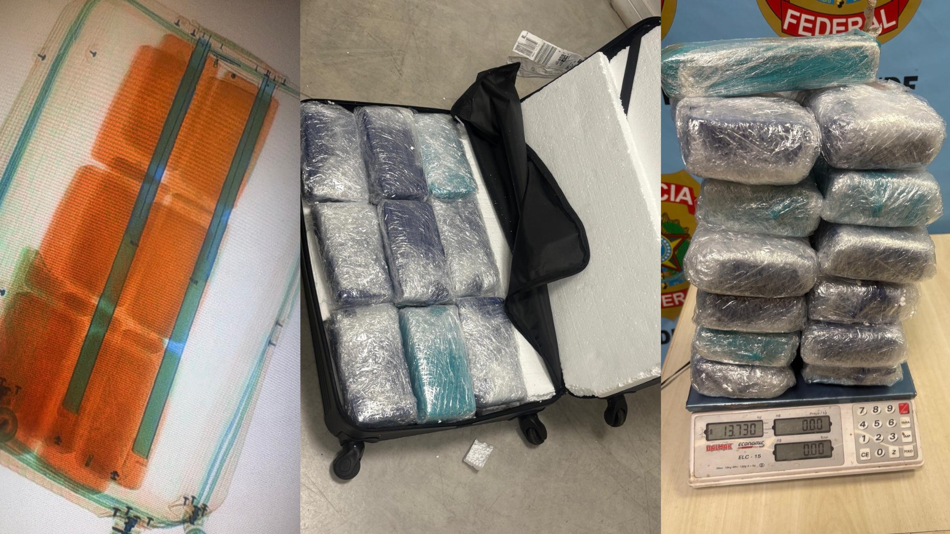 Passageira é presa com R$ 180 mil em drogas na mala no Aeroporto de Brasília