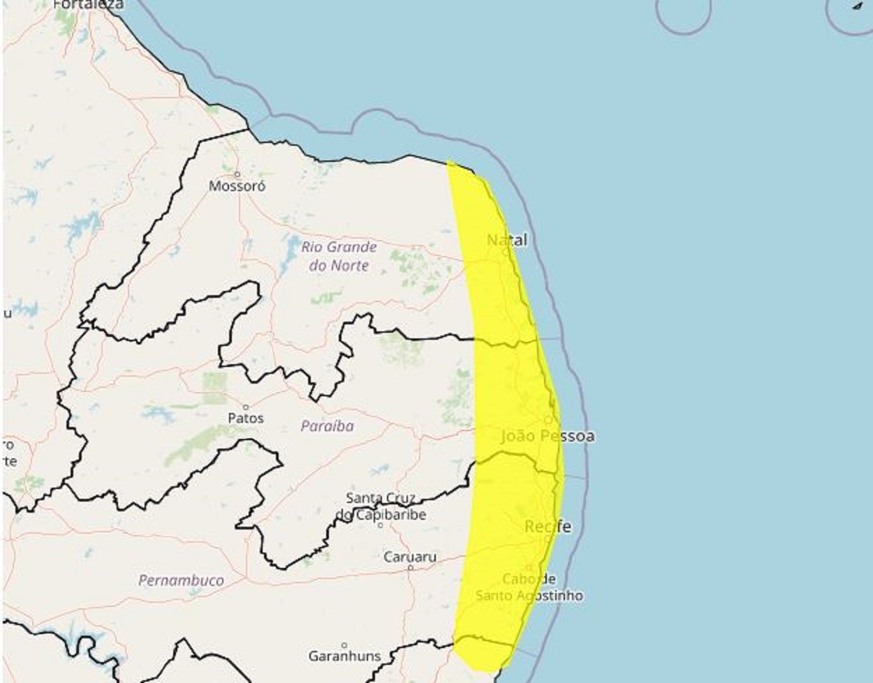 Inmet renova alerta para chuvas em Natal e mais 36 cidades do RN; veja quais