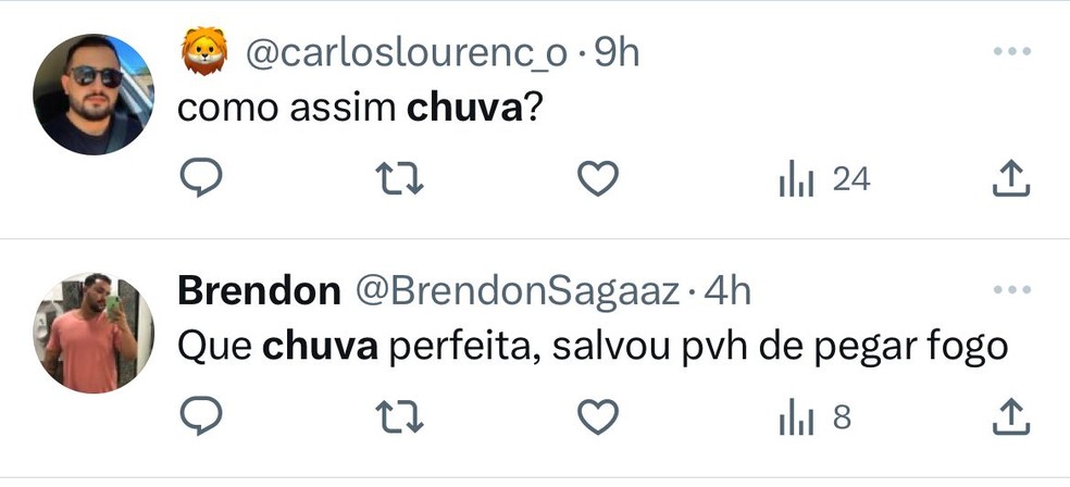 Moradores se surpreendem com a chuva na capital. — Foto: Redes sociais