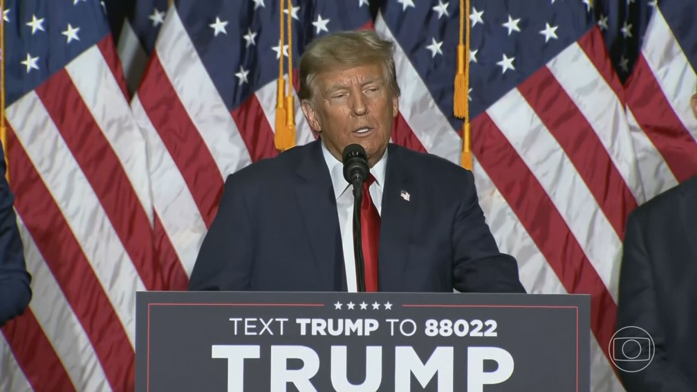 Trump vence primeira disputa para ser o candidato do Partido Republicano na  eleição presidencial dos EUA em 2024 | Jornal Nacional | G1