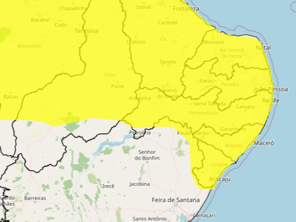 Inmet renova alerta amarelo de chuvas intensas para 99 municípios do interior de PE