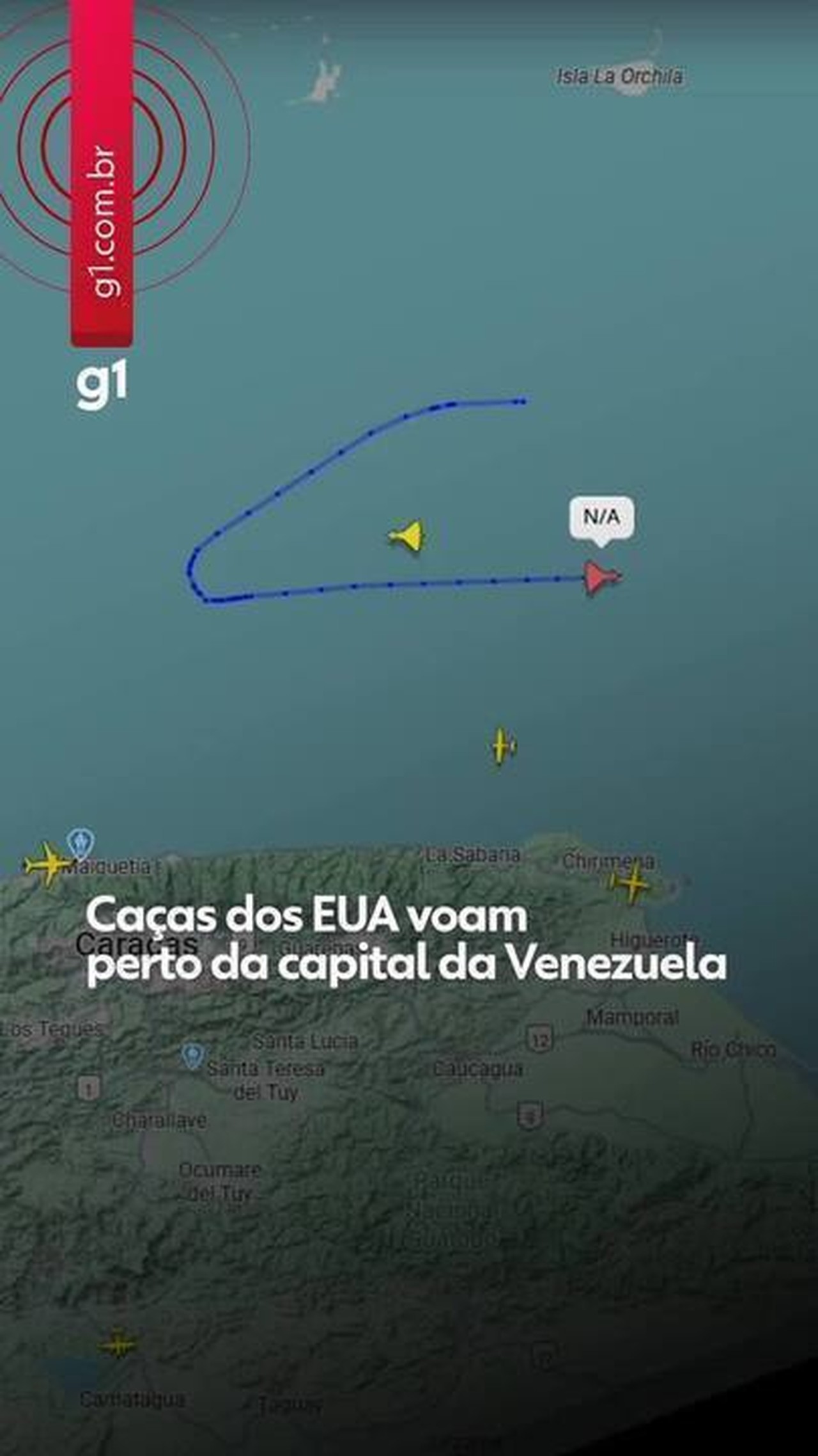 Caças dos EUA sobrevoam região a poucos quilômetros da capital da Venezuela, aponta radar
