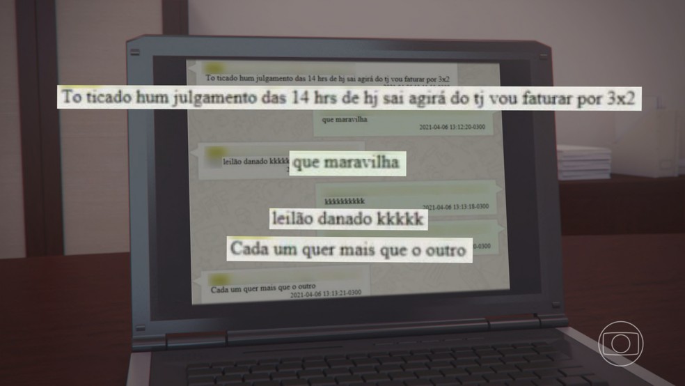 Advogado informa a um servidor envolvido no esquema o placar de um julgamento — Foto: Jornal Nacional/ Reprodução