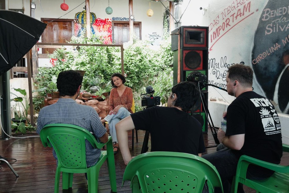 Imagens de bastidores durante entrevistas do documentário 'Terezas: vivências femininas e ensino superior em MT' — Foto: Reprodução/Arquivo Pessoal