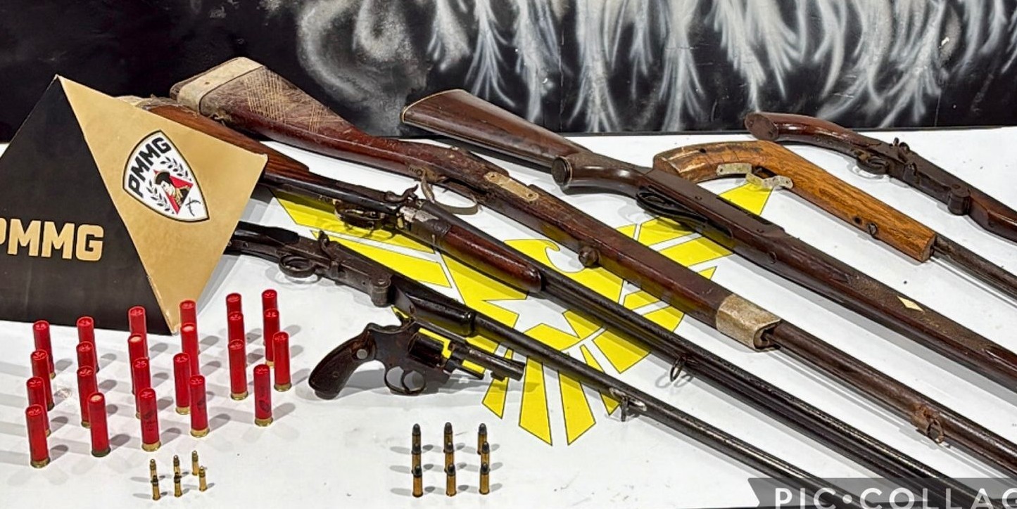 Após denúncia de comércio de armas, polícia apreende revólver, rifle, espingardas e munições na zona rural de Curvelo