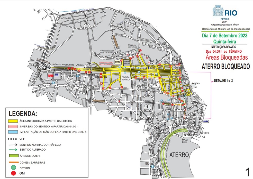 CET-Rio monta esquema especial de trânsito para feriado de Independência — Foto: Divulgação