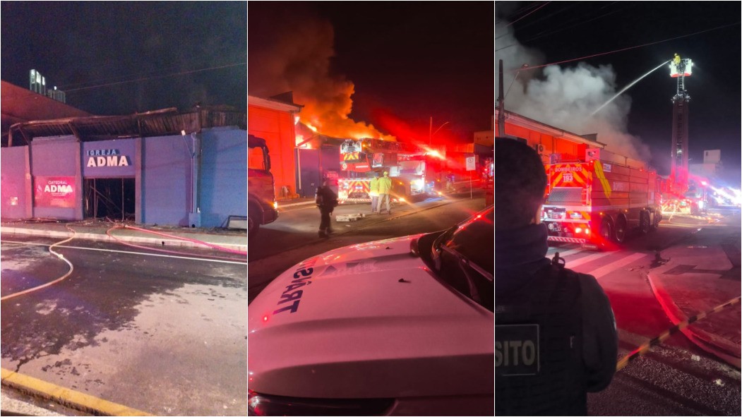 Igreja pega fogo após fiação romper e 17 mil ficam sem luz em Balneário Camboriú; VÍDEO