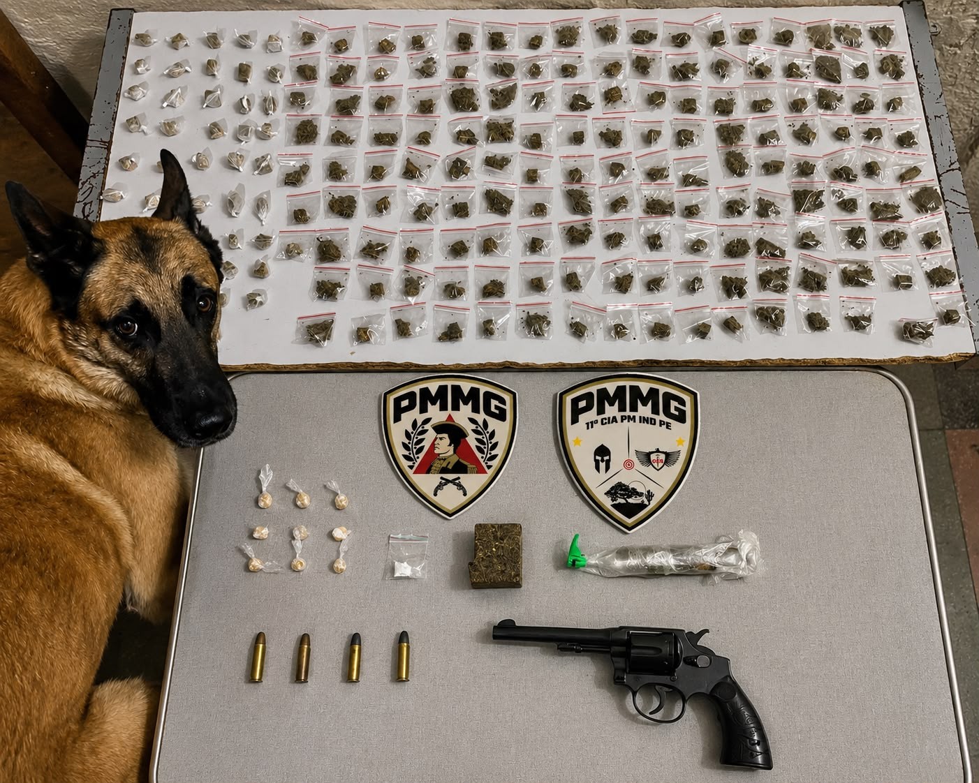 Suspeito de tráfico tenta escapar pelo telhado ao ver a PM, mas acaba preso com drogas e arma em Montes Claros