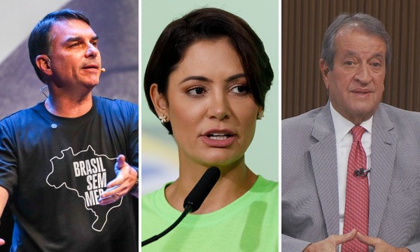 Flávio Bolsonaro, Michelle Bolsonaro e Valdemar Costa Neto — Foto: Montagem / g1