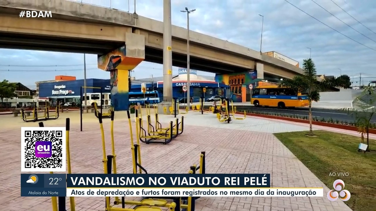 Viaduto Rei Pelé sofre vandalismo e tem objetos furtados horas após inauguração