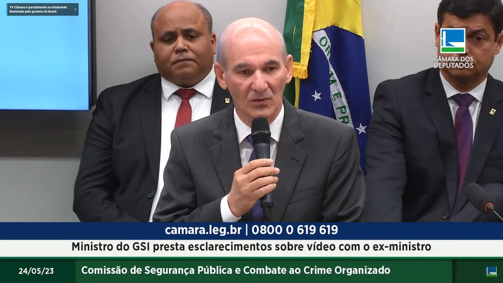General Amaro, ministro do GSI, em comissão da Câmara dos Deputados — Foto: TV Câmara/Reprodução