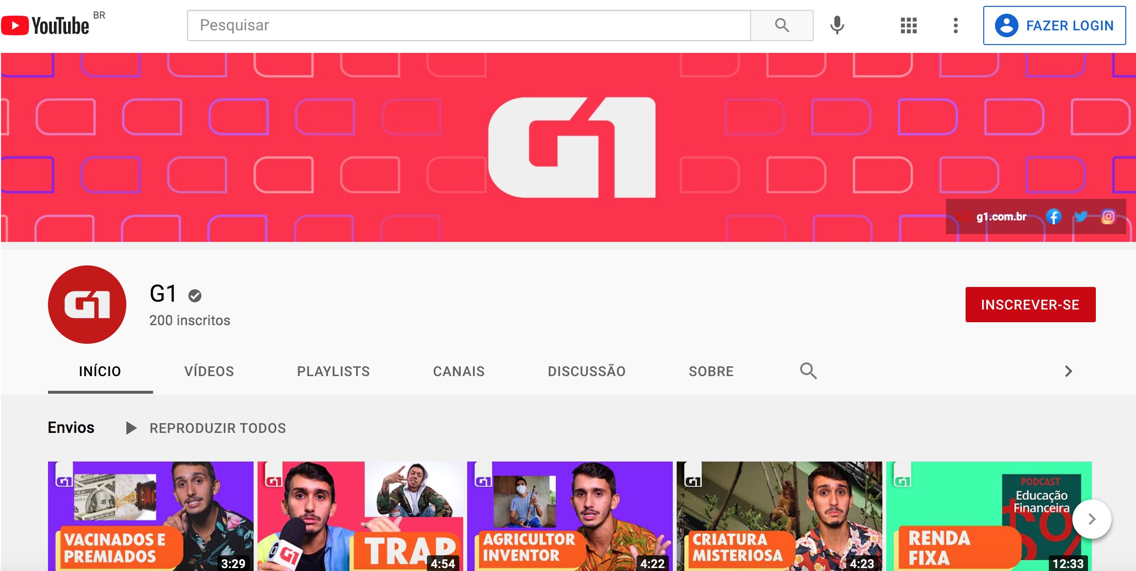 G1 estreia canal no YouTube | G1