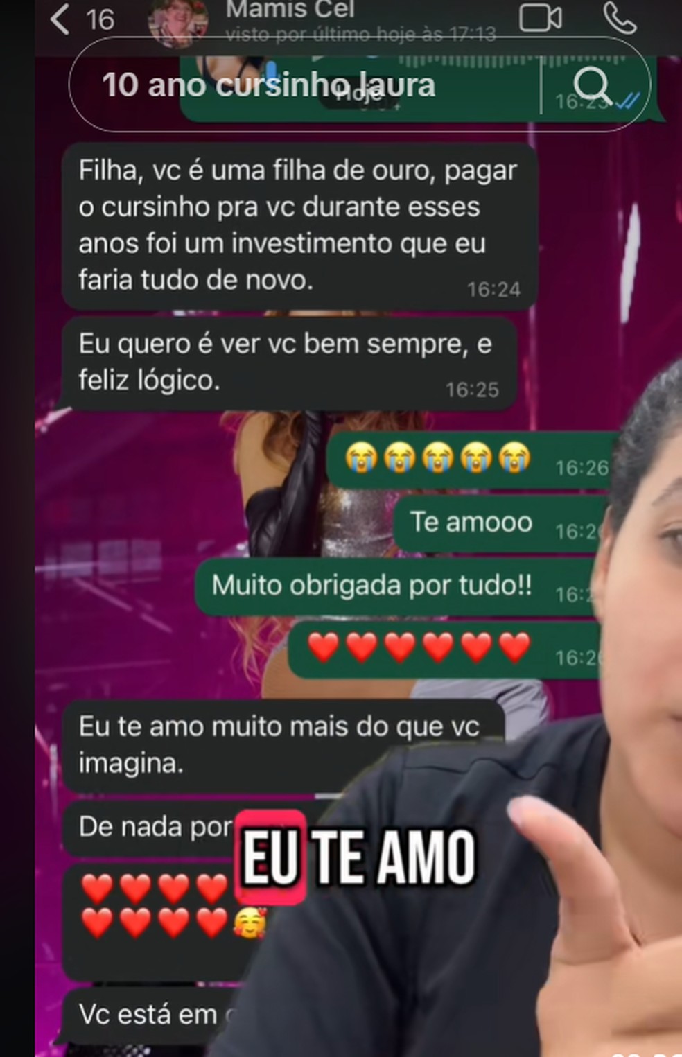 Estudante que fez 9 anos de cursinho mostra apoio da mãe. — Foto: Reprodução