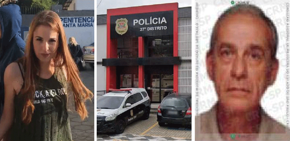 Suzane Richthofen (à esquerda) foi à delegacia (centro) tentar autorização para liberar corpo do tio, Miguel Abdalla (à direita) — Foto: Reprodução/Arquivo/TV Globo/Google Maps/Cremesp