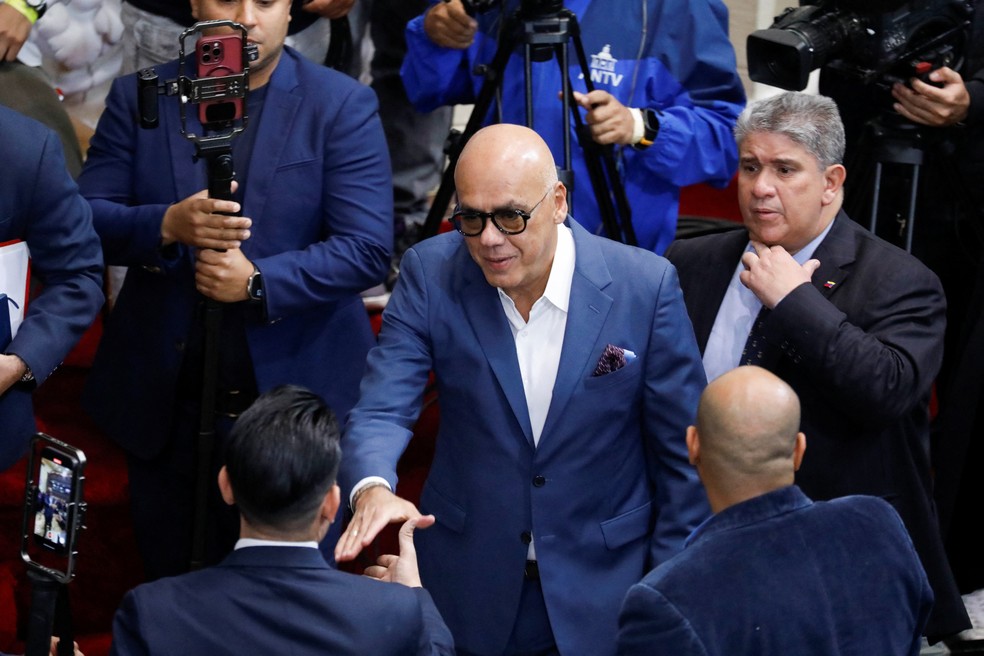 O presidente da Assembleia Nacional da Venezuela , Jorge Rodríguez — Foto: REUTERS/Leonardo Fernandez Viloria