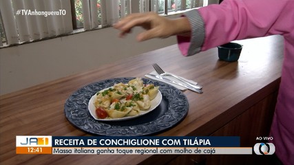 Veja como ficou a receita de conchiglione com tilápia