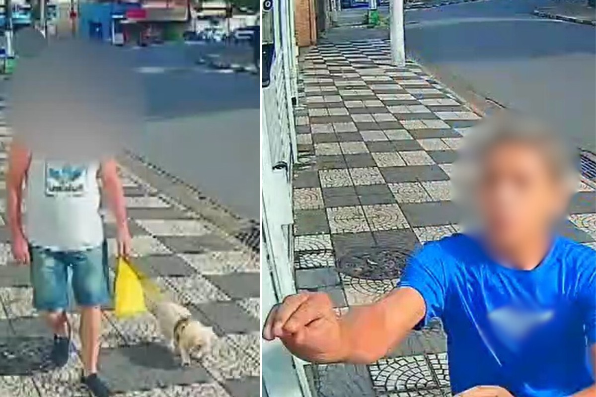 Câmeras flagram assalto a idoso na entrada de prédio após passeio com cachorro no litoral de SP
