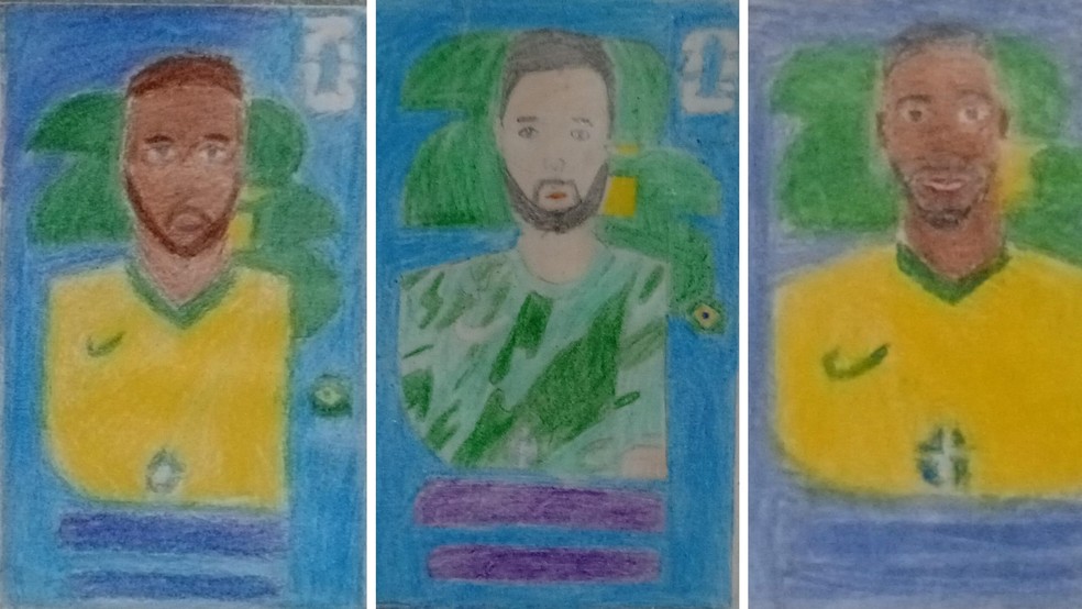 Algumas das figurinhas desenhadas por Elvis � Foto: Arquivo Pessoal