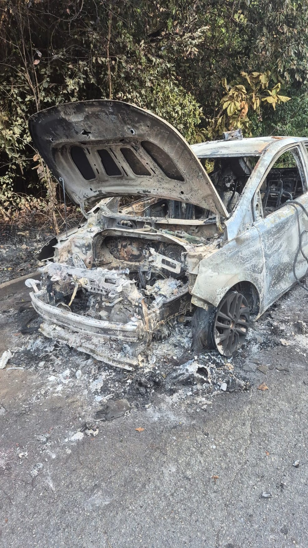 Família afirma que carro de motorista de aplicativo foi encontrado queimado em Jacarapé — Foto: Reprodução