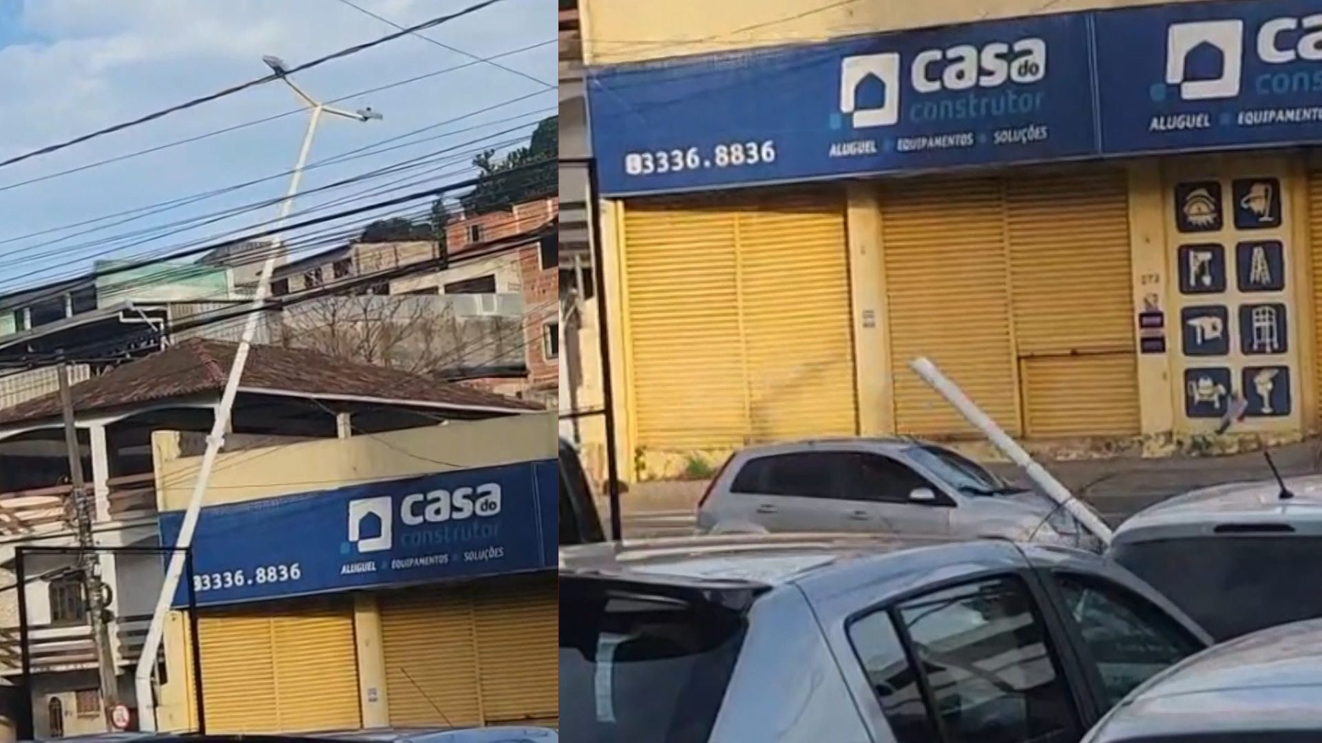 VÍDEO: poste cai sobre carros em rodovia movimentada de Cariacica 