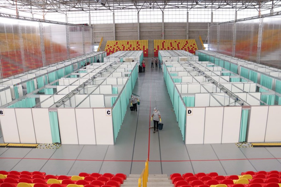 Hospital de campanha foi montado na arena multiuso, próximo da Rodovia Raposo Tavares, em Sorocaba (SP) — Foto: Divulgação/Prefeitura de Sorocaba