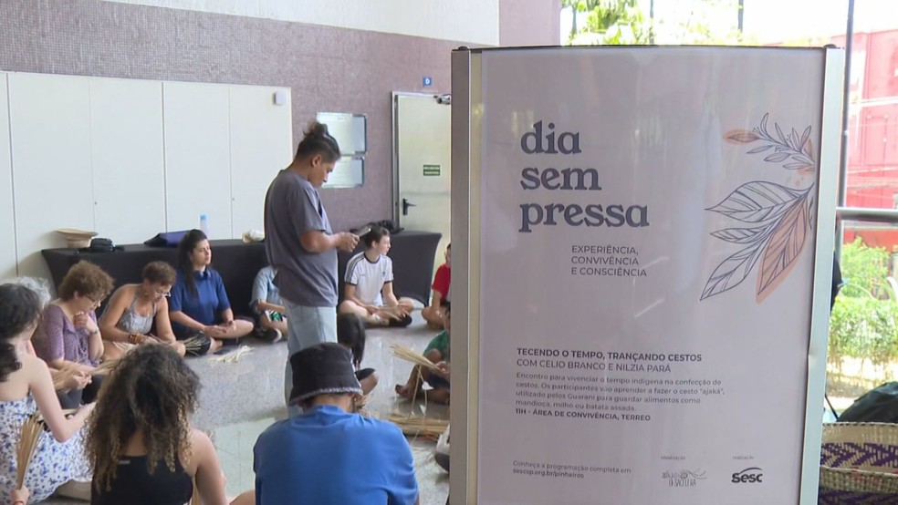 Dia Sem Pressa: campanha quer desacelerar o ritmo dos paulistanos — Foto: Reprodução/Jornal Nacional