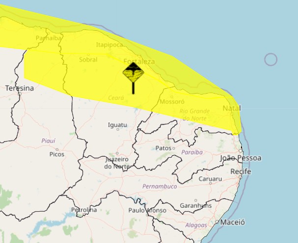 Inmet alerta para chuvas em mais de 100 cidades do RN; veja lista