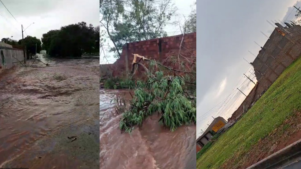 Chuva causou estragos na cidade — Foto: Reprodução/Notícias Promissão