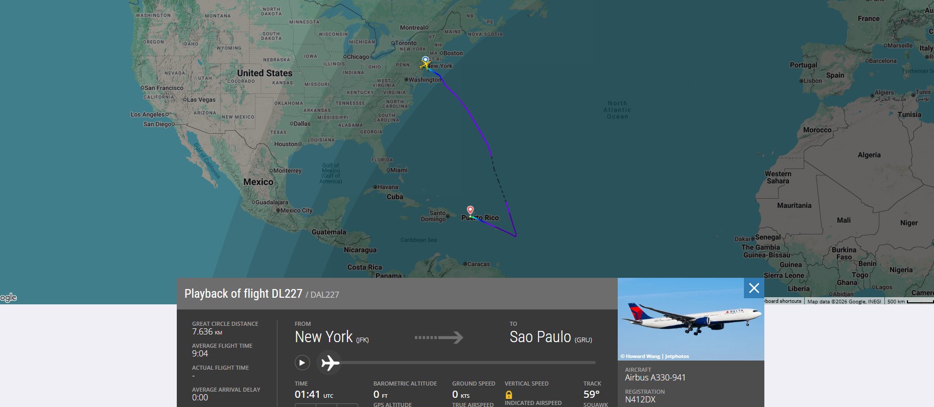 Voo da Delta com destino a Guarulhos desvia rota para Porto Rico