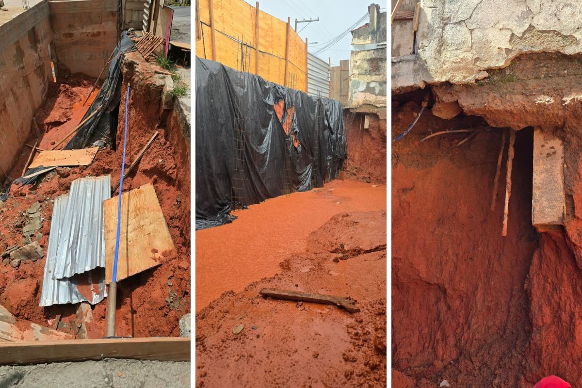Muro cede após rompimento de tubulação da Copasa em BH
