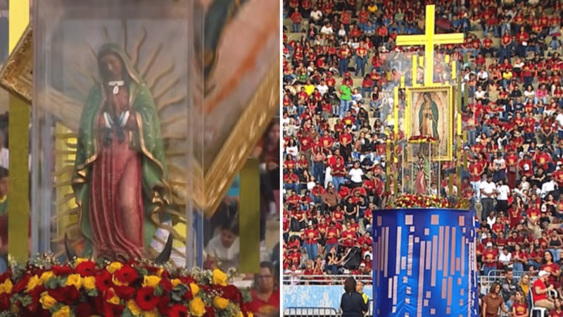 Quadro com imagem de Nossa Senhora de Guadalupe despenca de quase 5 metros e permanece intacto em Goiânia; vídeo