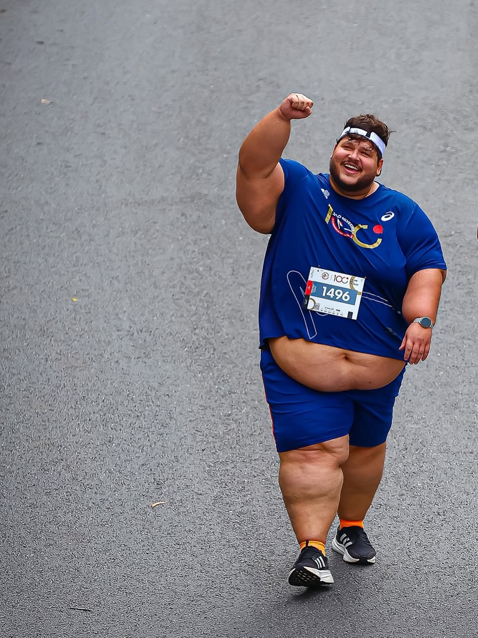O influenciador Julio Mamute participou da última Corrida de São Silvestre. — Foto: Arquivo Pessoal