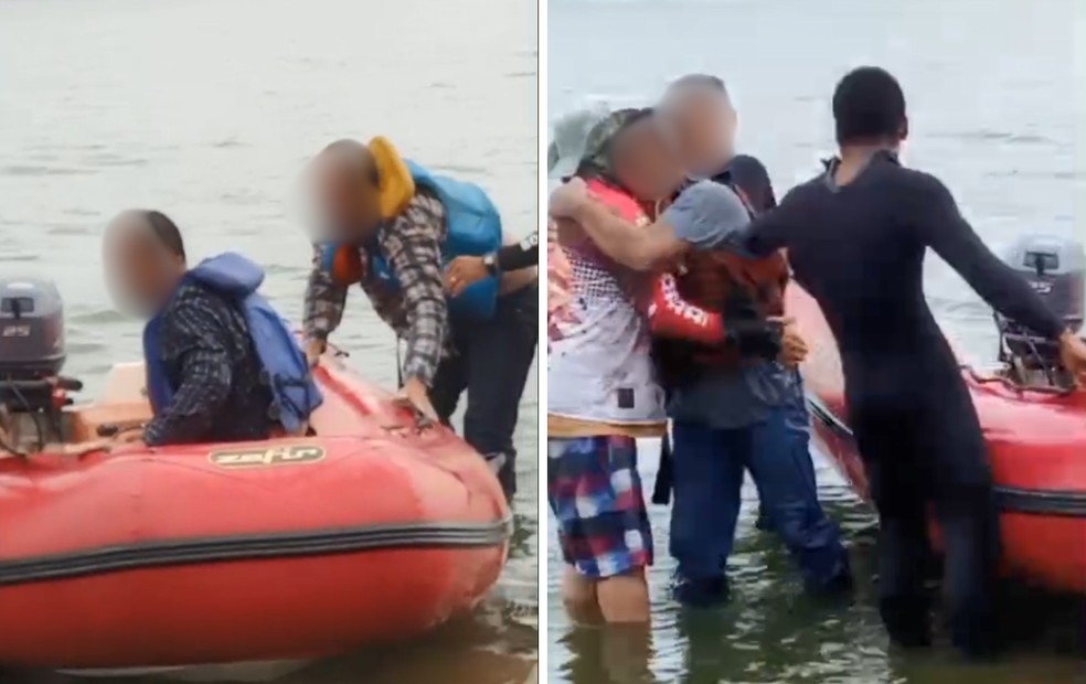 Trio é resgatado por pescador após passar horas à deriva no Rio Tietê em Sales (SP) — Foto: Arquivo pessoal