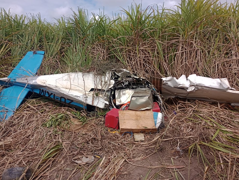 Avião ficou destruído — Foto: PMAL