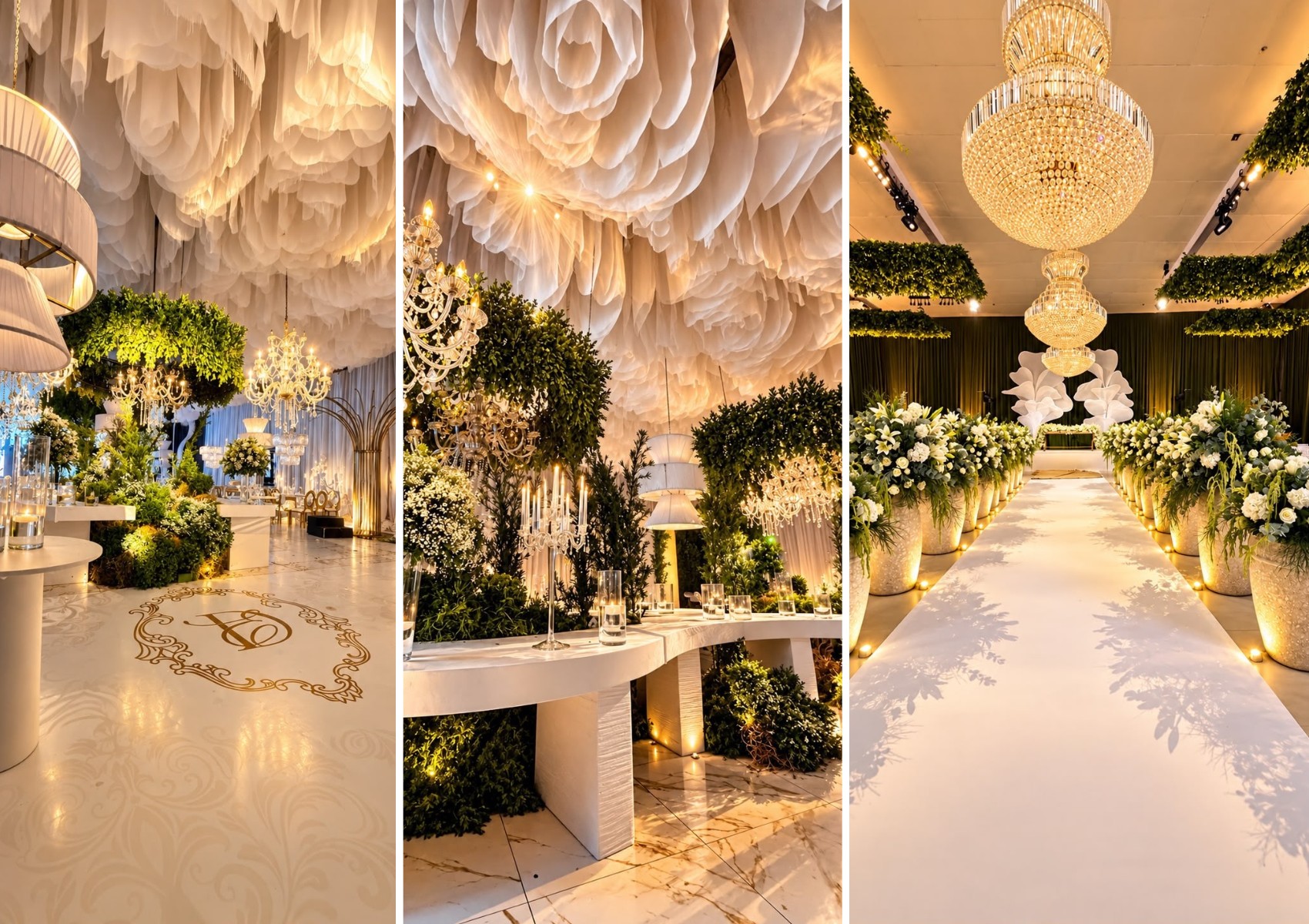 Ex-BBB Davi Brito celebra casamento com Emilly Araújo em Salvador com decoração luxuosa em tons de branco e verde