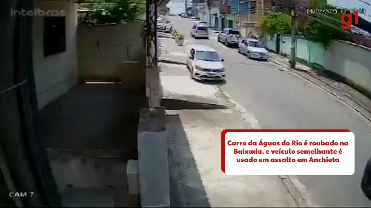 VÍDEO: Carro da Águas do Rio é roubado na Baixada, e veículo semelhante é usado em assalto em Anchieta