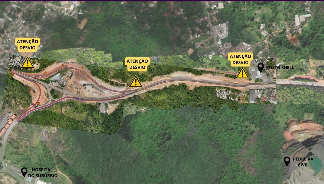 Estrada do Derba terá desvios temporários para avanço das obras do VLT e duplicação da via
