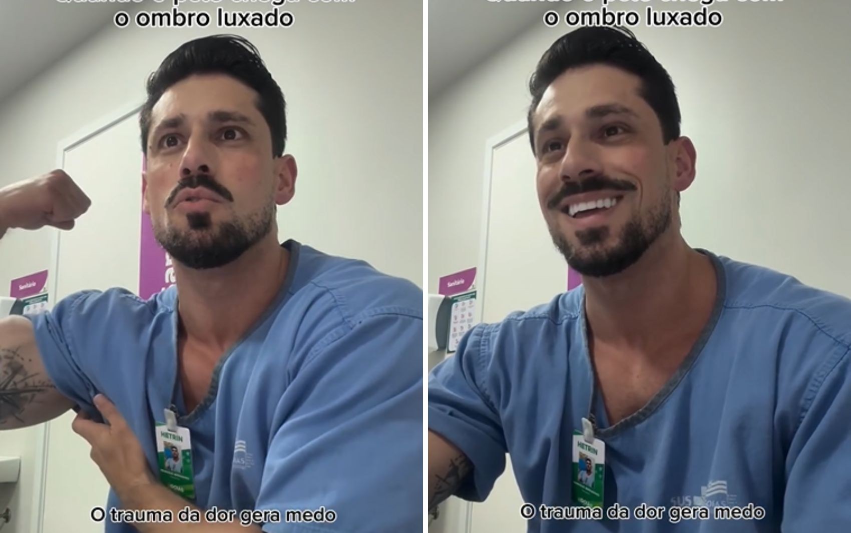 Médico de Trindade vira sensação nas redes ao exibir bíceps durante consulta