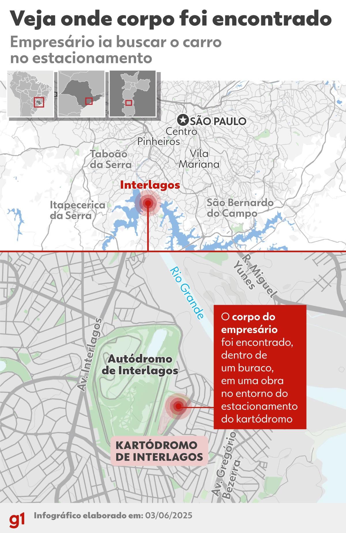 Vídeo mostra como foi o resgate do corpo do empresário encontrado em buraco no Autódromo de Interlagos