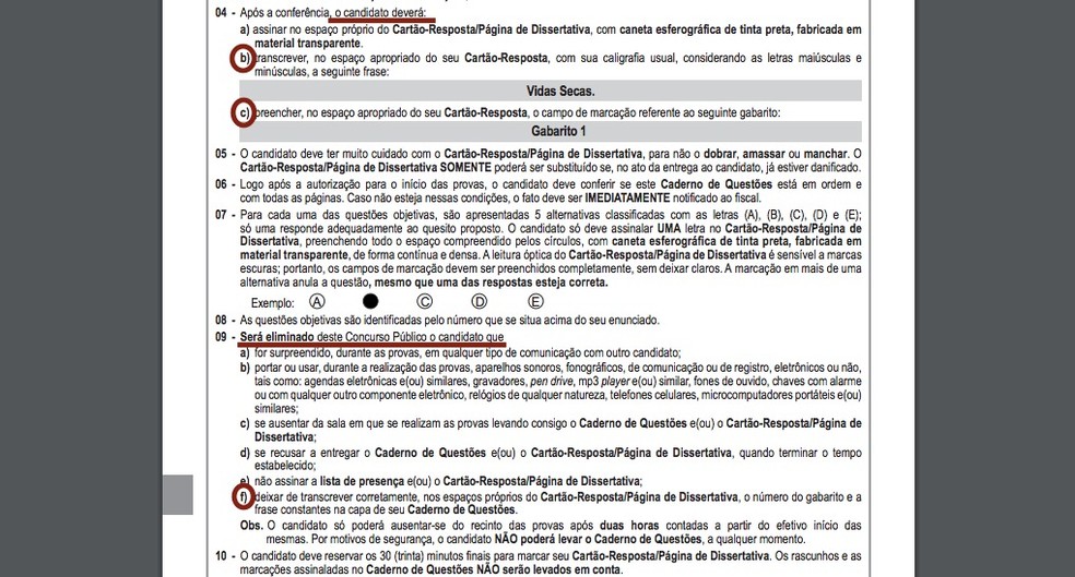 Caderno de provas do CNU exigia identificação do gabarito de duas formas — Foto: Reprodução