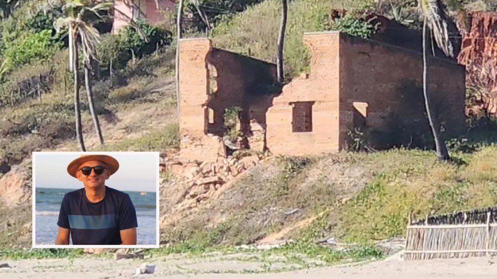 Casa abandonada desaba e mata professor que fazia fotos de casamento — Foto: TV Verdes Mares/Reprodução